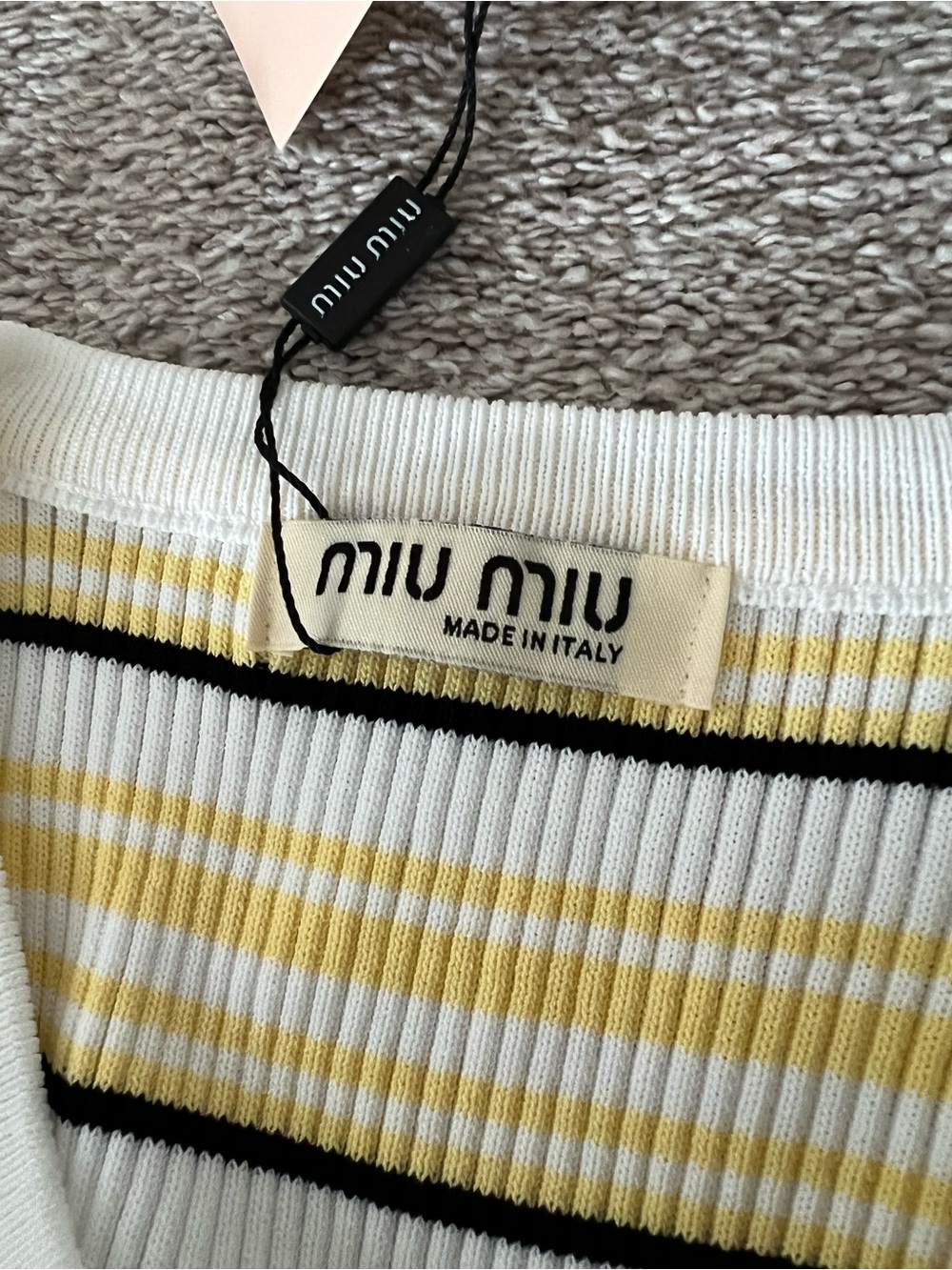 NWT — Yellow & White Striped Ribbed Mini Dress - Picture 12 of 13